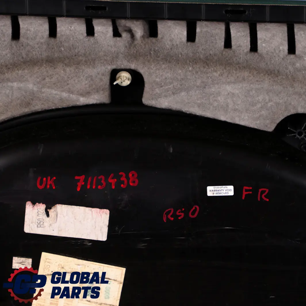 Front Right O/S Door Card Side Trim Emerald Green Anthracite to Mini Cooper R50 with Part number 7113438 Mini Cooper R50 Front Right O/S Door Card Side Trim Emerald Green Anthracite - SKU 7113438 - Part number 7113438