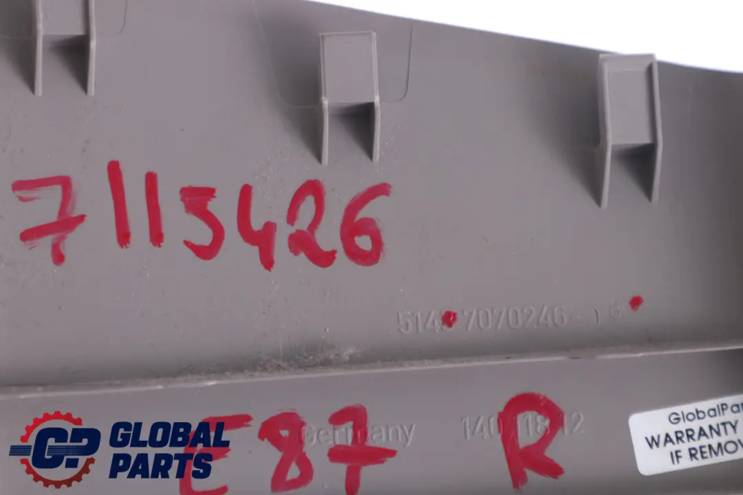 B-Column Pillar Bottom Trim Right O/S Beige to BMW E87 Cover with Part number 7115426 BMW E87 Cover B-Column Pillar Bottom Trim Right O/S Beige - SKU 7115426 - Part number 7115426