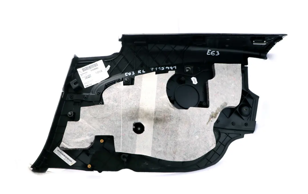 Left N/S Lateral Trim Panel Leather Black to BMW 6 Series E63 E64 Rear with Part number 7115441 BMW 6 Series E63 E64 Rear Left N/S Lateral Trim Panel Leather Black - SKU 7115441 - Part number 7115441