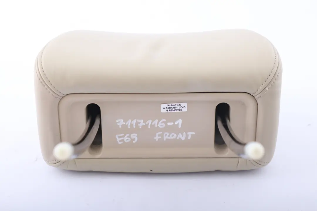 Front Seat Left Right N/O/S Leather Headrest Cream Beige to BMW 7 Series E65 1 with Part number 7117116 BMW 7 Series E65 1 Front Seat Left Right N/O/S Leather Headrest Cream Beige - SKU 7117116-1 - Part number 7117116