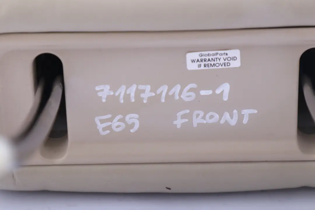 BMW 7 Series E65 1 Front Seat Left Right N/O/S Leather Headrest Cream Beige - SKU 7117116-1 - Part number 7117116