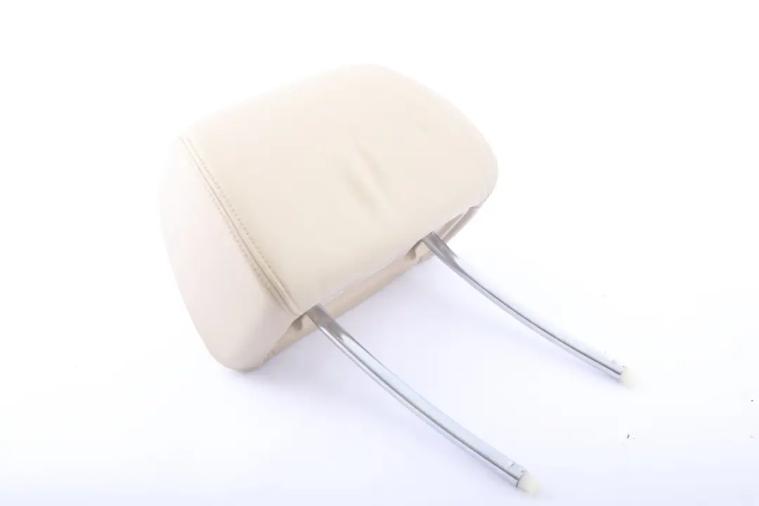 BMW 7 Series E65 1 Front Seat Left Right N/O/S Leather Headrest Cream Beige - SKU 7117116-1 - Part number 7117116
