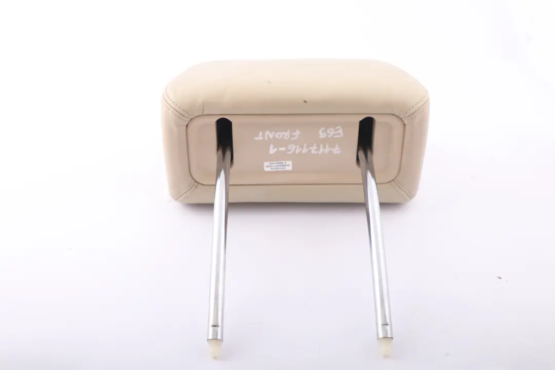 Front Seat Left Right N/O/S Leather Headrest Cream Beige to BMW 7 Series E65 1 with Part number 7117116 BMW 7 Series E65 1 Front Seat Left Right N/O/S Leather Headrest Cream Beige - SKU 7117116-1 - Part number 7117116