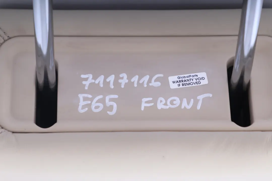 BMW 7 Series E65 Front Seat Left Right N/O/S Leather Headrest Cream Beige - SKU 7117116 - Part number 7117116