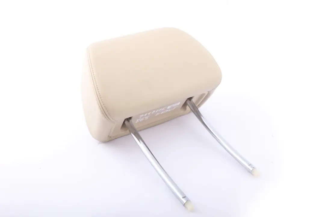 Front Seat Left Right N/O/S Leather Headrest Cream Beige to BMW 7 Series E65 with Part number 7117116 BMW 7 Series E65 Front Seat Left Right N/O/S Leather Headrest Cream Beige - SKU 7117116 - Part number 7117116