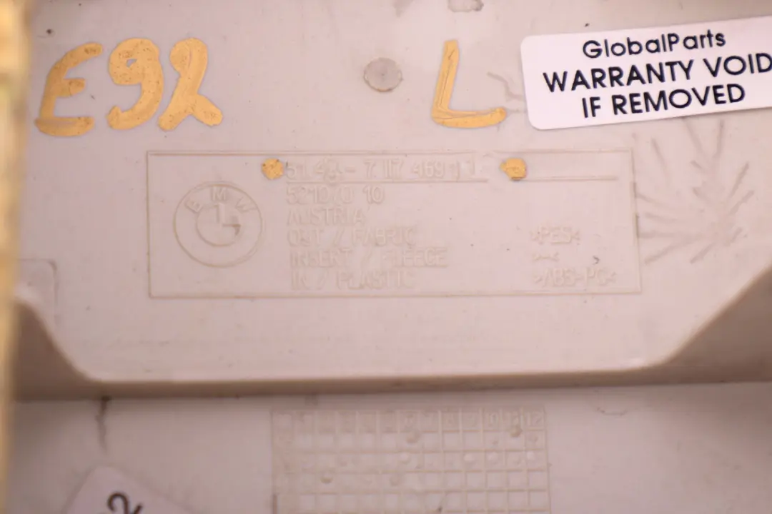 Copertura B-S?ule Superiore SX Grigio per BMW E92 con numero di parte 7117469 BMW E92 Copertura B-S?ule Superiore SX Grigio - SKU 7117469 - Numero di parte 7117469