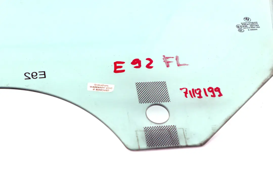 BMW 3 Series E92 E92N Door Window Glass Front Left N/S Green AS2 - SKU 7119199 - Part number 7119199