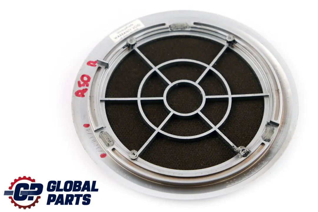 Embellecedor Puerta Altavoz Derecho Rejilla Cromada Mate para Mini Cooper R50 R53 con número de pieza 7120174 Mini Cooper R50 R53 Embellecedor Puerta Altavoz Derecho Rejilla Cromada Mate - SKU 7120174 - Número de pieza 7120174