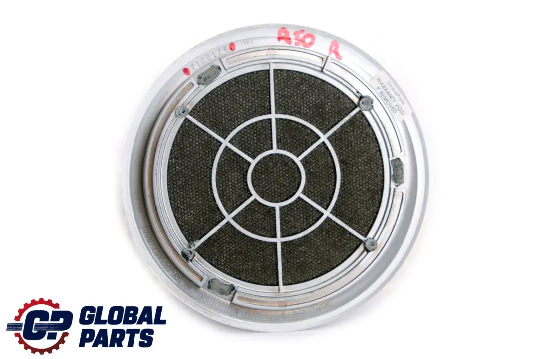 Door Trim Loudspeaker Right O/S Grid Matt Chrome to Mini Cooper R50 R53 Cover with Part number 7120174 Mini Cooper R50 R53 Cover Door Trim Loudspeaker Right O/S Grid Matt Chrome - SKU 7120174 - Part number 7120174
