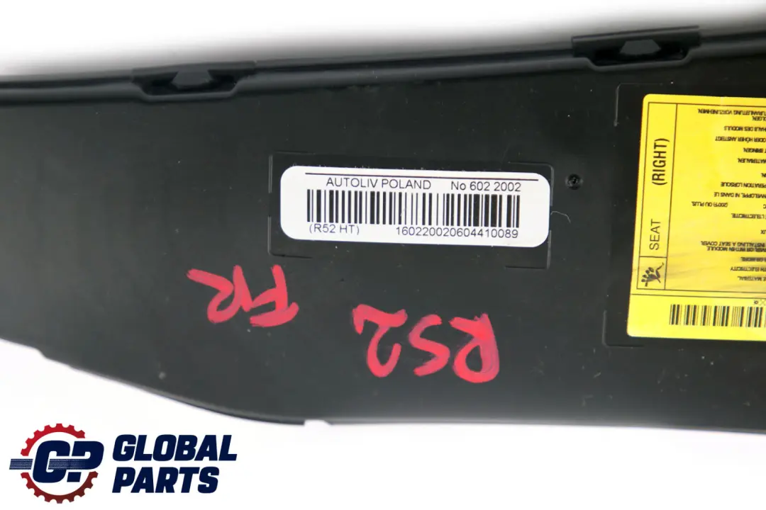 Front Right Seat Side Airbag O/S to Mini Cooper One R52 Cabrio with Part number 7120500 Mini Cooper One R52 Cabrio Front Right Seat Side Airbag O/S - SKU 7120500 - Part number 7120500