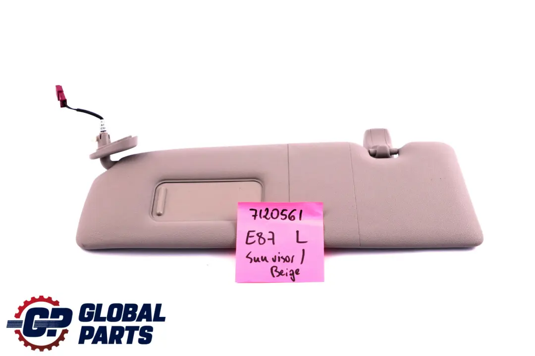 BMW E81 E82 E87 E87N LCI Sun Visor With Mirror Left Beige N/S - SKU 7120561 - Part number 7120561