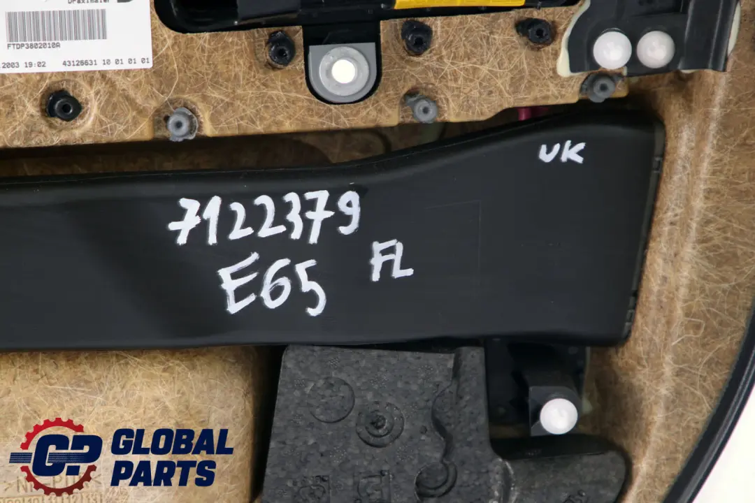 Front Left N/S Door Card Leather Pearl Black Lining Trim to BMW 7 Series E65 E66 with Part number 7122379 BMW 7 Series E65 E66 Front Left N/S Door Card Leather Pearl Black Lining Trim - SKU 7122379 - Part number 7122379