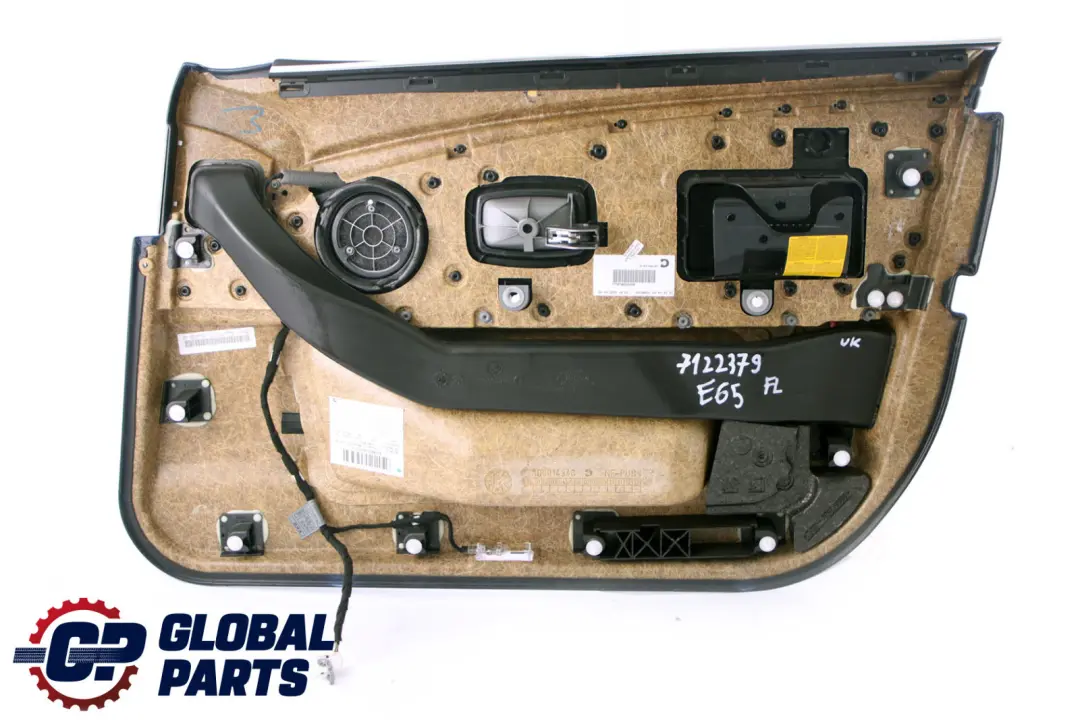 Front Left N/S Door Card Leather Pearl Black Lining Trim to BMW 7 Series E65 E66 with Part number 7122379 BMW 7 Series E65 E66 Front Left N/S Door Card Leather Pearl Black Lining Trim - SKU 7122379 - Part number 7122379