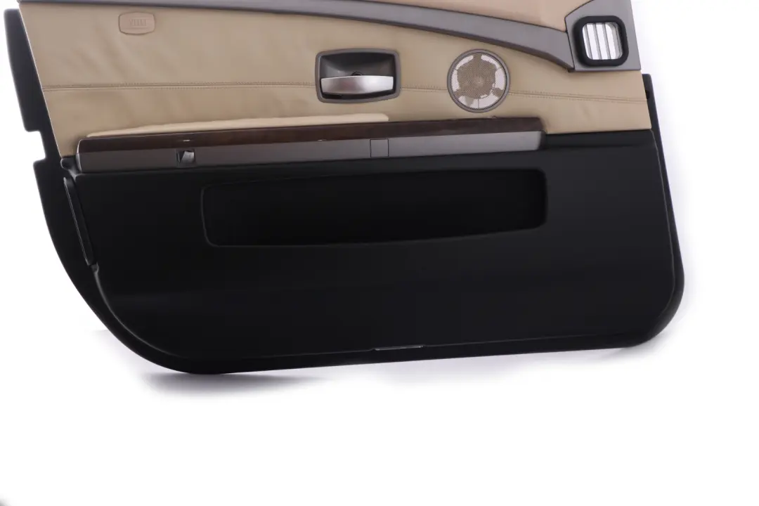 Front Left N/S Leather Interior Door Card Trim Cream Beige to BMW 7 Series E65 with Part number 7122385 BMW 7 Series E65 Front Left N/S Leather Interior Door Card Trim Cream Beige - SKU 7122385 - Part number 7122385