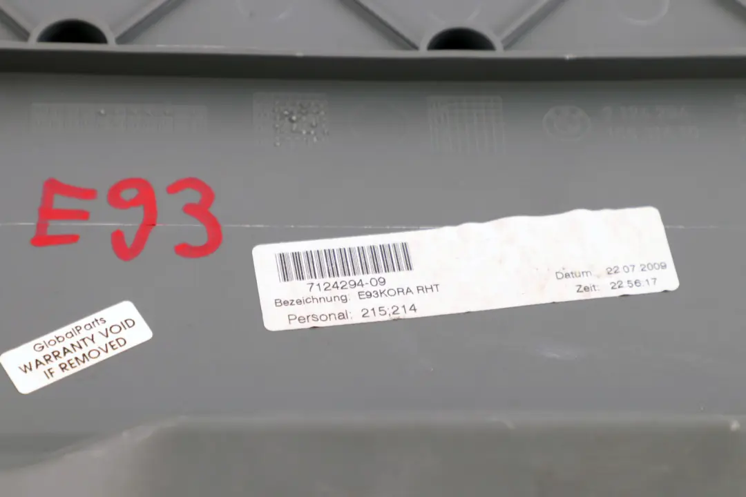 BMW 3 Reihe E93 Verkleidung Trennwand Innenraum Ablage ANTHRAZIT - SKU 7124294 - Teilenummer 7124294