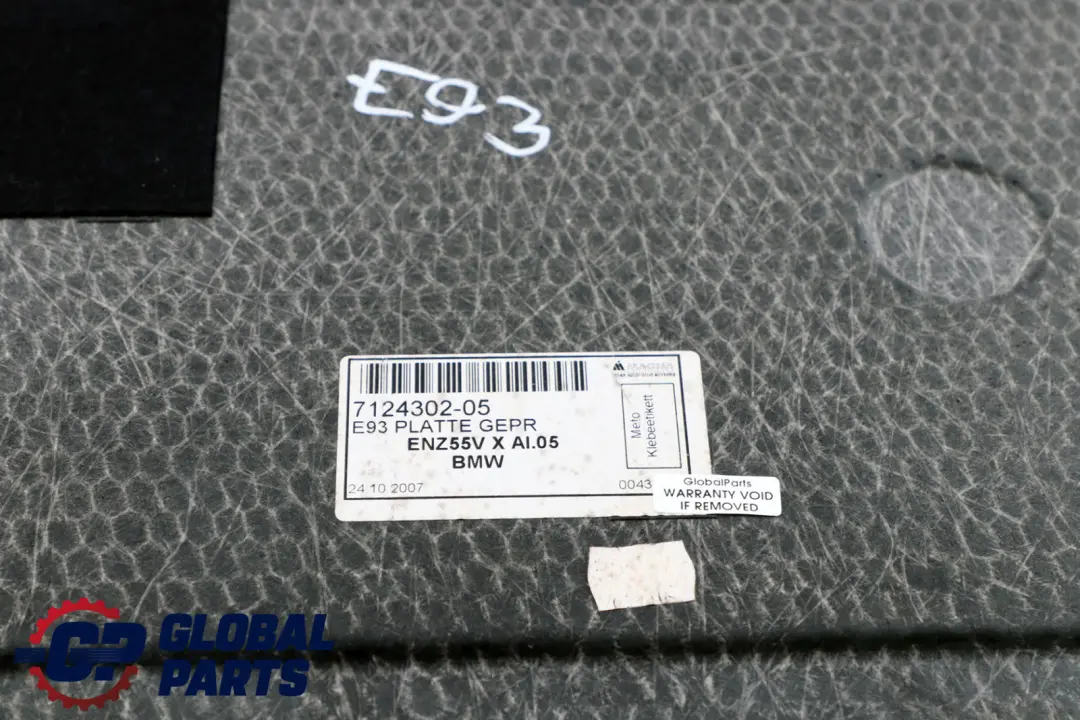 Boot Trunk Luggage Compartment Trim Panel to BMW 3 Series E93 Convertible with Part number 7124302 BMW 3 Series E93 Convertible Boot Trunk Luggage Compartment Trim Panel - SKU 7124302 - Part number 7124302