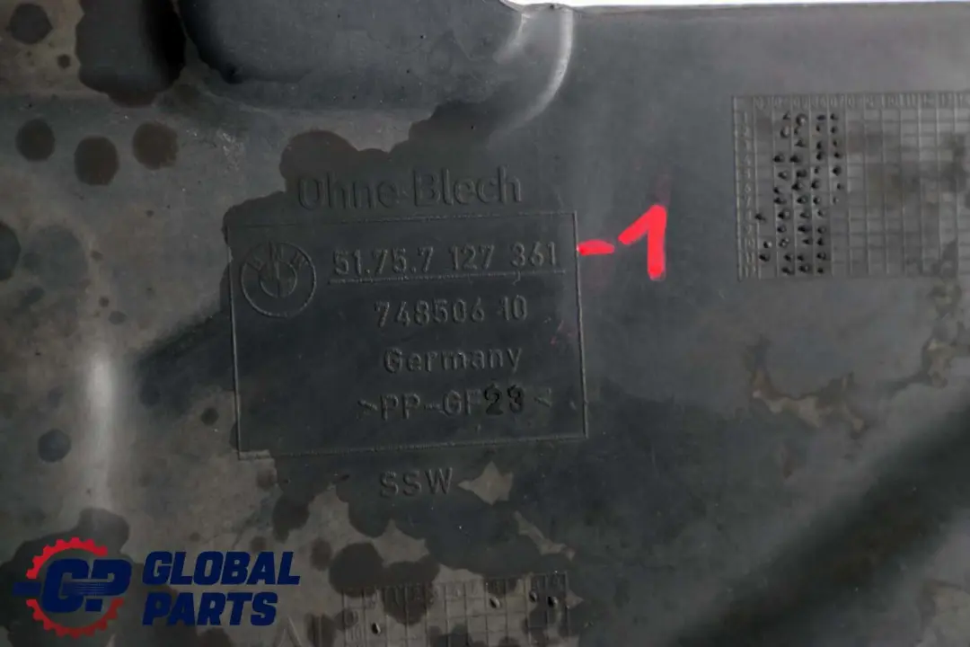 BMW E81 E87 E90 E91 E92 E93 Revestimiento Bajo Suelo Centro Trasero - SKU 7127361-1 - Número de pieza 7127361