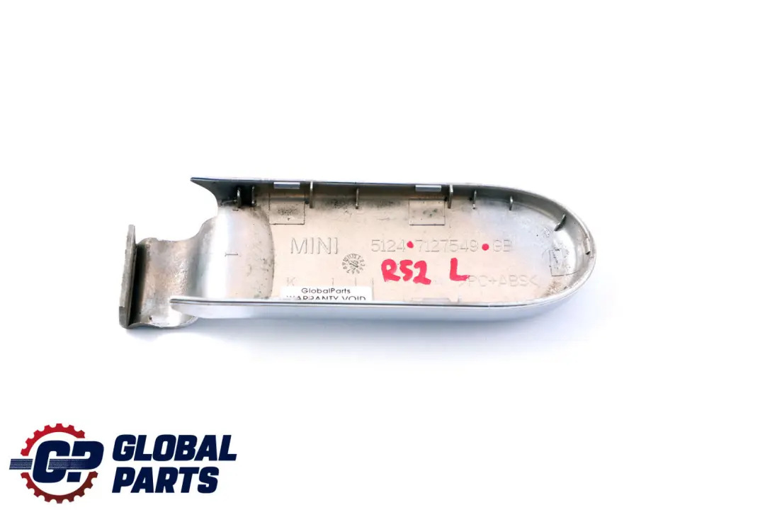 Tapa Maletero Bisagra Izquierda Cromo para Mini Cooper R52 Cabrio con número de pieza 7127549 Mini Cooper R52 Cabrio Tapa Maletero Bisagra Izquierda Cromo - SKU 7127549-CHR - Número de pieza 7127549