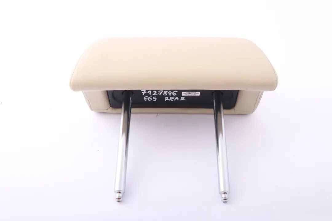 Left Right N/O/S Leather Headrest Beige to BMW 7 Series E65 Rear Seat with Part number 7127846 BMW 7 Series E65 Rear Seat Left Right N/O/S Leather Headrest Beige - SKU 7127846 - Part number 7127846