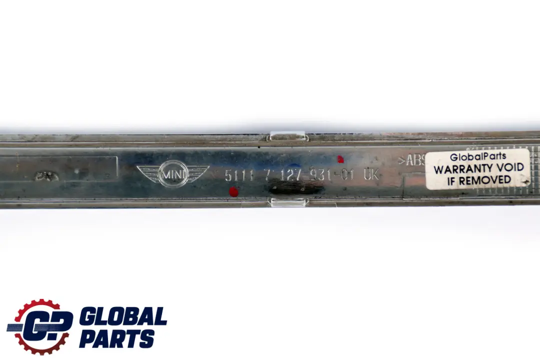 Centre Finisher Front Bumper Moulding Trim Chrome to MINI R50 R52 R53 with Part number 7127931 MINI R50 R52 R53 Centre Finisher Front Bumper Moulding Trim Chrome - SKU 7127931 - Part number 7127931