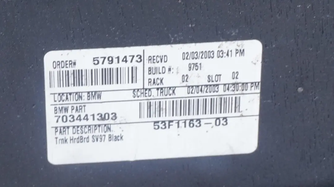 BMW X5 SERIES E53 Floor Carpet Luggage Compartment Anthracite Black - SKU 7129740 - Part number 7129740