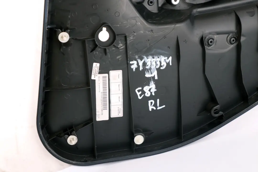 Left N/S Door Card Trim Panel Black Anthracite Network to BMW 1 Series E87 Rear with Part number 7133351 BMW 1 Series E87 Rear Left N/S Door Card Trim Panel Black Anthracite Network - SKU 7133351-1 - Part number 7133351