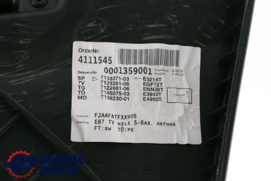 Pannello Porta Posteriore Sinistra Nero Folienteil per BMW E87 con numero di parte 7133351 BMW E87 Pannello Porta Posteriore Sinistra Nero Folienteil - SKU 7133351-2 - Numero di parte 7133351
