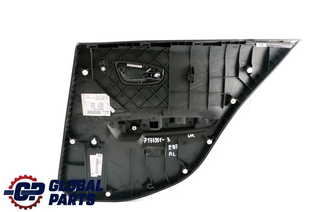 BMW 1 Series E87 Rear Left N/S Door Card Trim Panel Black Leather Boston - SKU 7133351-3 - Part number 7133351