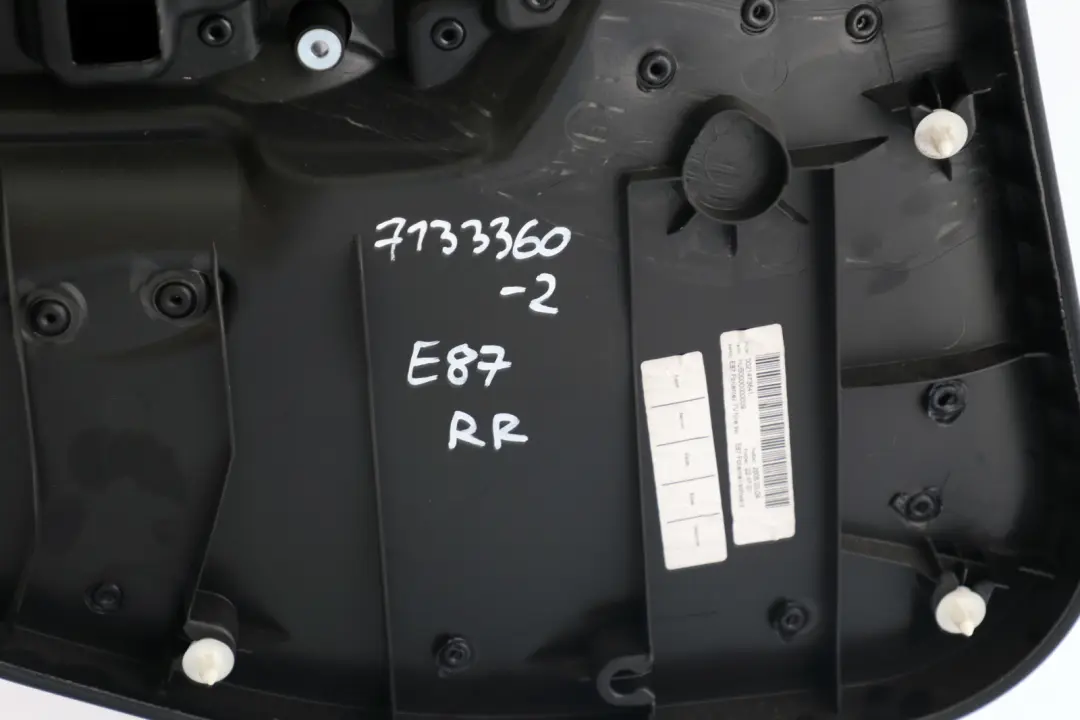 Right O/S Door Card Trim Panel Folienteil Schwarz Black to BMW 1 Series E87 2 Rear with Part number 7133360 BMW 1 Series E87 2 Rear Right O/S Door Card Trim Panel Folienteil Schwarz Black - SKU 7133360-2 - Part number 7133360