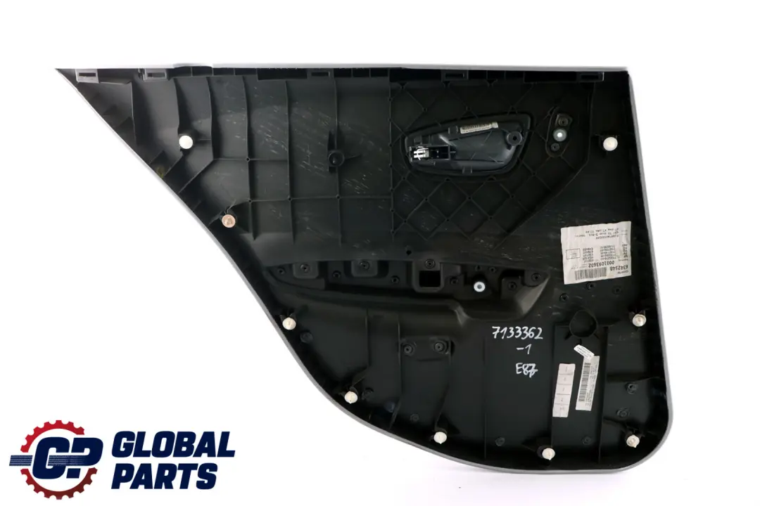 BMW 1 E87 Rear Right O/S Door Card Trim Panel Alaskagrau Alaska Grey Moire - SKU 7133362-1 - Part number 7133362
