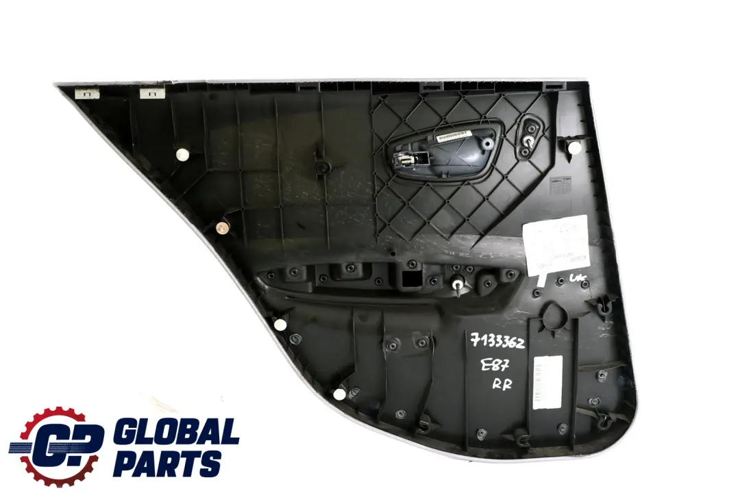 Right O/S Door Card Trim Panel Alaskagrau Alaska Grey to BMW 1 Series E87 Rear with Part number 7133362 BMW 1 Series E87 Rear Right O/S Door Card Trim Panel Alaskagrau Alaska Grey - SKU 7133362 - Part number 7133362