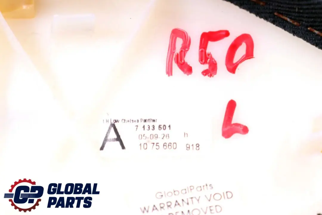 Armrest Door Cover Left Panel N/S Cloth Panther Black to BMW Mini Cooper R50 R52 with Part number 7133501 BMW Mini Cooper R50 R52 Armrest Door Cover Left Panel N/S Cloth Panther Black - SKU 7133501 - Part number 7133501