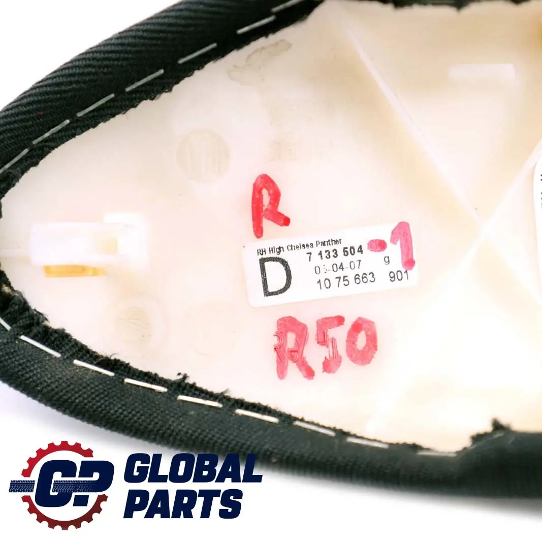 Mini Cooper 1 R50 R52 Bracciolo Coperchio Porta Pannello Destro Pantera Nero - SKU 7133504-1 - Numero di parte 7133504
