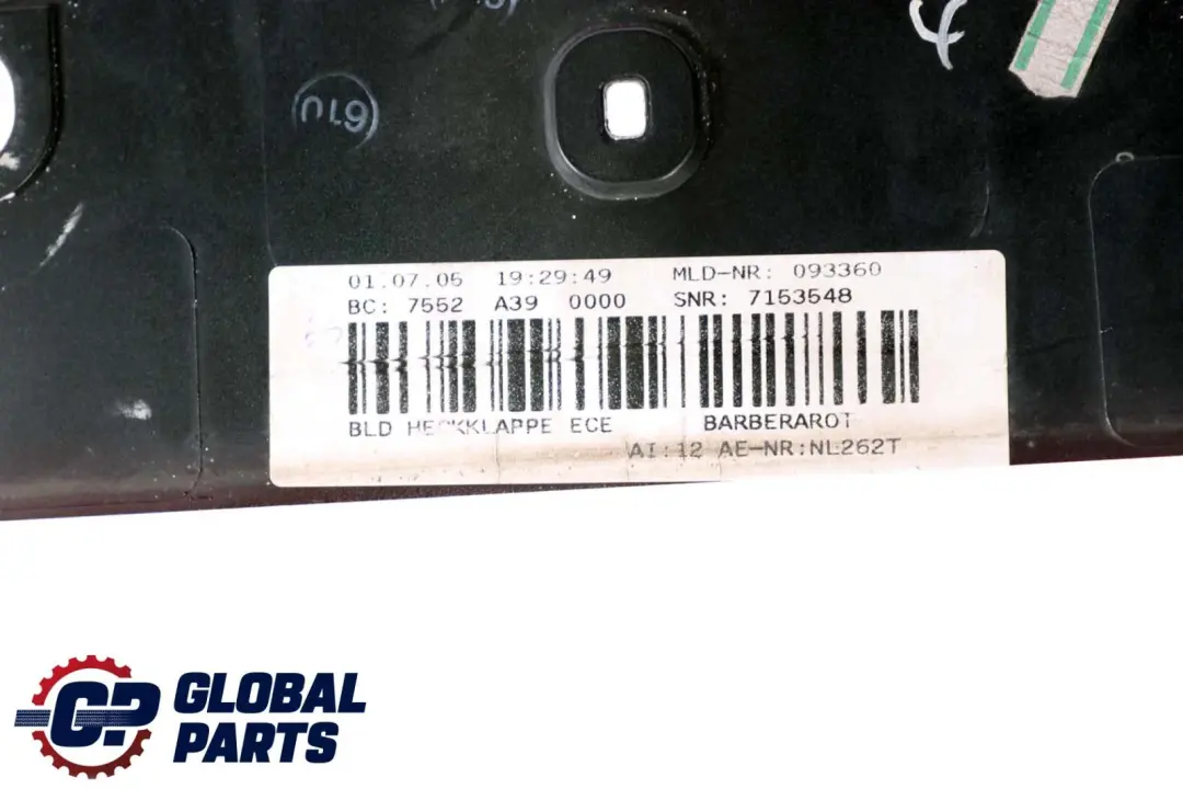 BMW 7 Series E65 E66 Boot Trunk Lid Finisher Trim Barberarot Barbera Red A39 - SKU 7133637-BAR - Part number 7133637