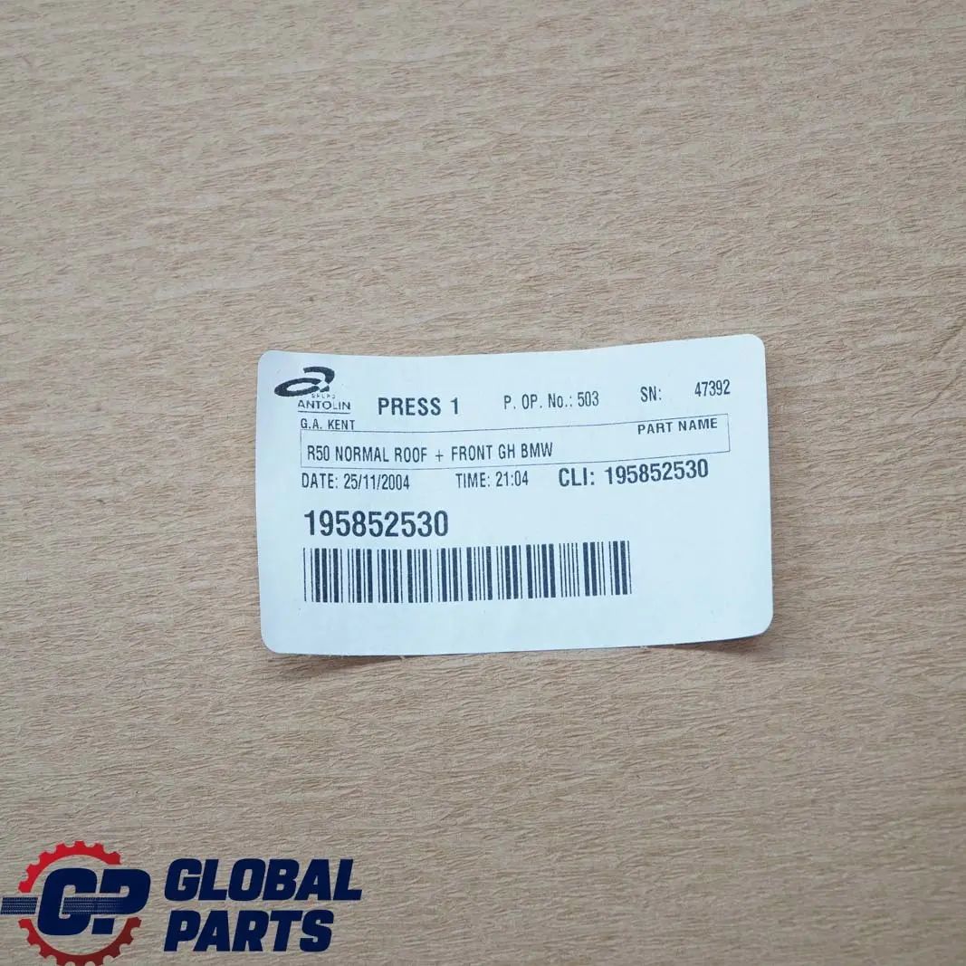 Mini Cooper One R50 R53 Headlining Moulded Roof Lining Horizon Grey 7134568 - SKU 7135509-1 - Part number 7135509