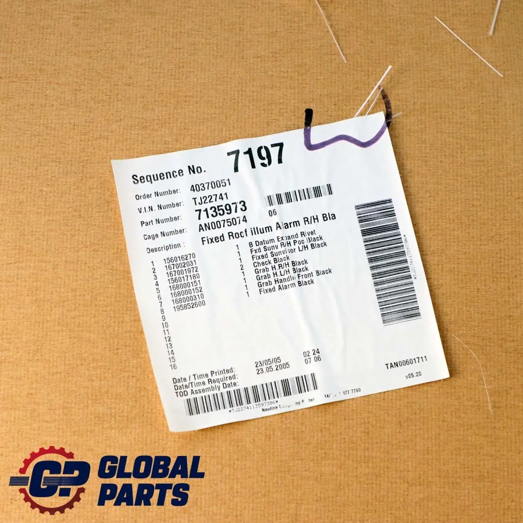 Mini Cooper One R50 R53 Headlining Headliner Roof Lining Black 7135973 UK - SKU 7136001-1 - Part number 7136001