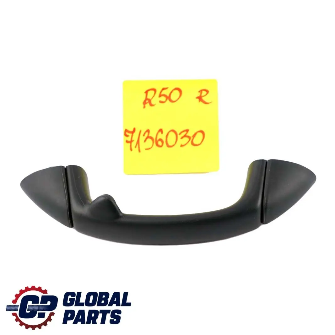 Right O/S Interior Roof Grab Handle Panther Black to Mini Cooper One R50 R53 Rear with Part number 7136030 Mini Cooper One R50 R53 Rear Right O/S Interior Roof Grab Handle Panther Black - SKU 7136030 - Part number 7136030