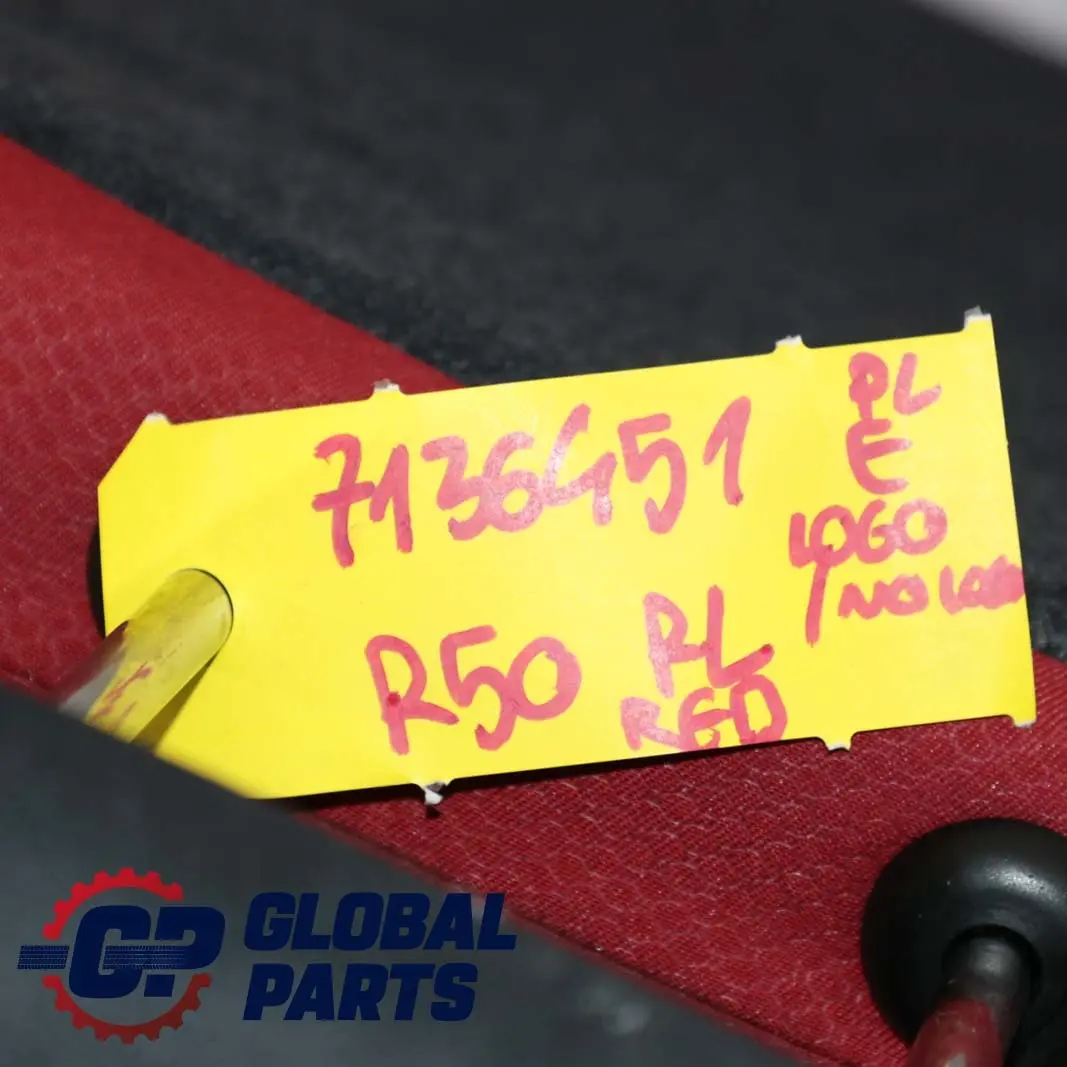 Mini R50 Trasero Asiento Trasero Izquierdo Tela Molette Respaldo Tartan Rojo - SKU 7136451 - Número de pieza 7136451