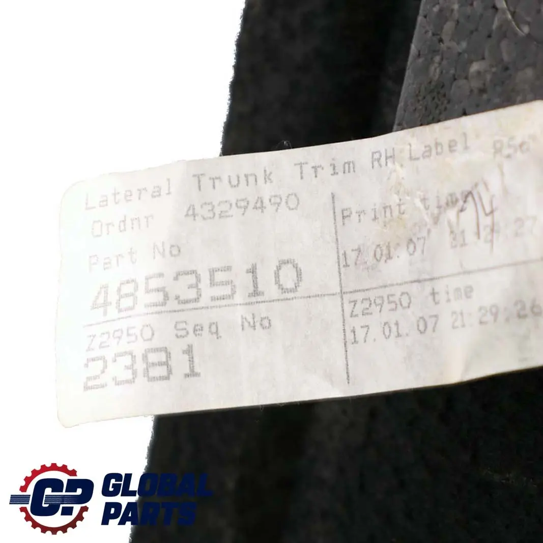 R56N LCI Tapa del panel del maletero trasero derecho para Mini Cooper R56 con número de pieza 7136802 Mini Cooper R56 R56N LCI Tapa del panel del maletero trasero derecho - SKU 7136802 - Número de pieza 7136802