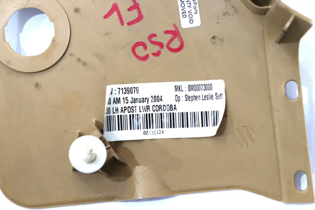 Lateral Trim Panel Bottom Front Kick Left N/S Beige to BMW Mini Cooper One R50 R53 with Part number 7139079 BMW Mini Cooper One R50 R53 Lateral Trim Panel Bottom Front Kick Left N/S Beige - SKU 7139079 - Part number 7139079