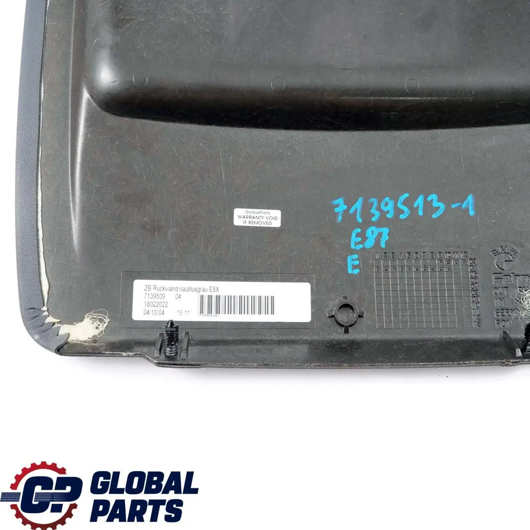 BMW 1 Series E87 Front Seat Rear Panel Cover Alaskagrau Grey 7139513 - SKU 7139513-1 - Part number 7139506