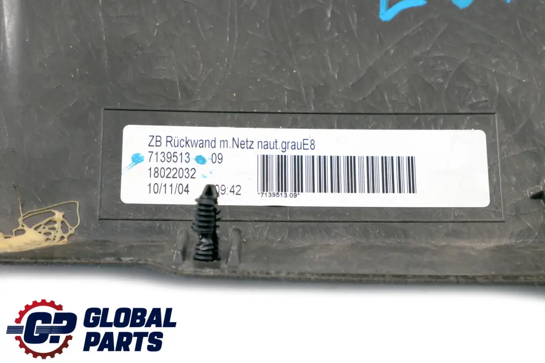 BMW 1 er E87 Rückwand mit Netztasche Alaska Grau 5210 - SKU 7139513 - Teilenummer 7139506