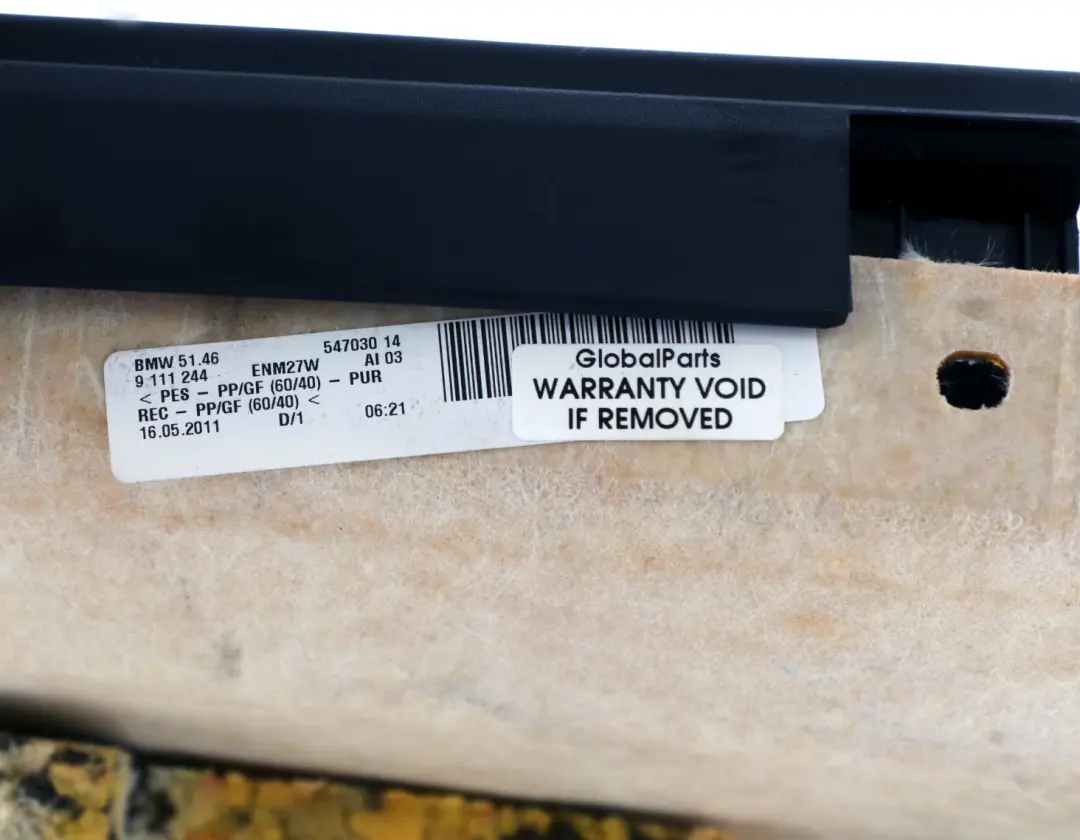 BMW E90 Tablette de vitre arrière Anthracite Noir 9111244 - SKU 7141210 - Numéro de pièce 7141210