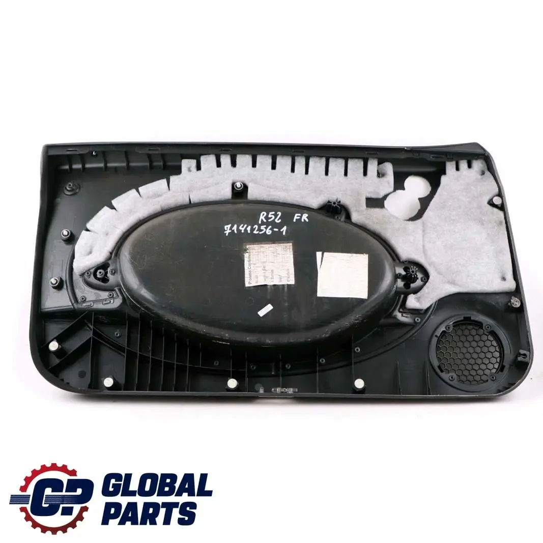 Front Right O/S Door Card Side Trim Panther Black Anthracite to Mini R50 R52 1 with Part number 7141256 Mini R50 R52 1 Front Right O/S Door Card Side Trim Panther Black Anthracite - SKU 7141256-1 - Part number 7141256