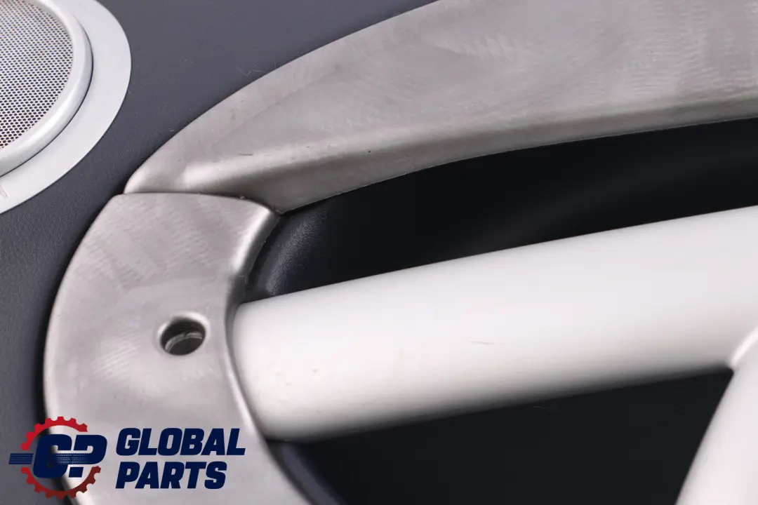 Front Left N/S Door Card Trim Dark Blue Alloy Patina HiFi to BMW Mini R52 Cabrio with Part number 7141287 BMW Mini R52 Cabrio Front Left N/S Door Card Trim Dark Blue Alloy Patina HiFi - SKU 7141287 - Part number 7141287