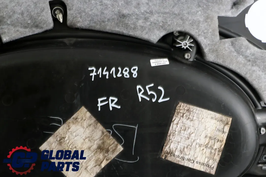 Front Right O/S Door Card Trim Dark Blue Alloy Patina HiFi to BMW Mini R52 Cabrio with Part number 7141288 BMW Mini R52 Cabrio Front Right O/S Door Card Trim Dark Blue Alloy Patina HiFi - SKU 7141288 - Part number 7141288