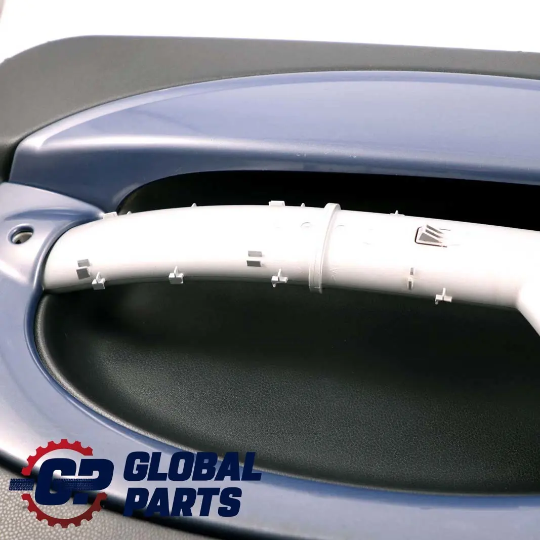 Front Right O/S Door Card Side Trim Panther Black Cool Blue to BMW Mini R50 R53 with Part number 7141330 BMW Mini R50 R53 Front Right O/S Door Card Side Trim Panther Black Cool Blue - SKU 7141330 - Part number 7141330