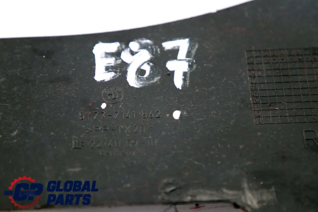 E82E E87 E87N Extension Underbody Panelling Side Right O/S to BMW 1 Series E81 E82 with Part number 7141862 BMW 1 Series E81 E82 E82E E87 E87N Extension Underbody Panelling Side Right O/S - SKU 7141862 - Part number 7141862