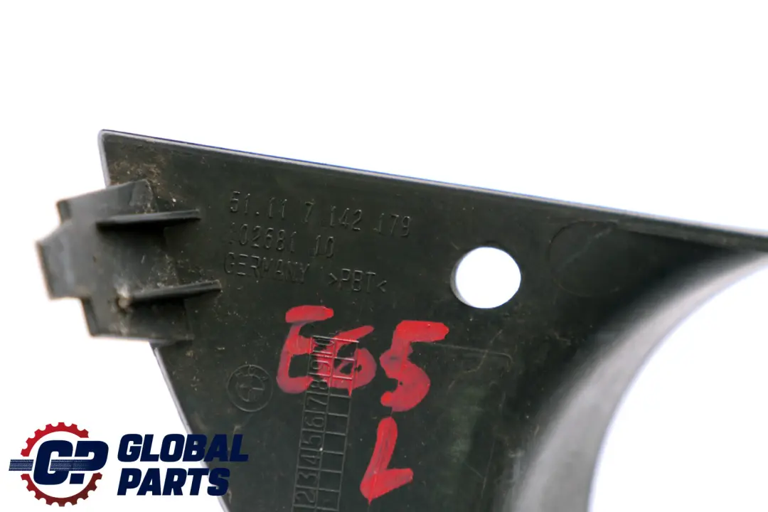 Parachoques delantero izquierdo Embellecedor antiniebla para BMW E65 E66 con número de pieza 7142179 BMW E65 E66 Parachoques delantero izquierdo Embellecedor antiniebla - SKU 7142179 - Número de pieza 7142179