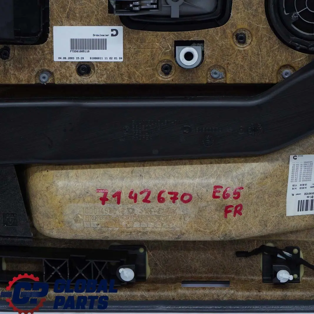 Front Right O/S Door Card Leather Nasca Green Lining Trim to BMW 7 Series E65 E66 with Part number 7142670 BMW 7 Series E65 E66 Front Right O/S Door Card Leather Nasca Green Lining Trim - SKU 7142670 - Part number 7142670